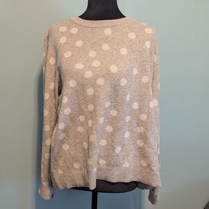 A New Day Sweater Womens XL Polka Dot Gray Pullover Cotton Blend